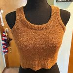 Hazel Moon brown fuzzy sleeveless sweater crop top size S Photo 0