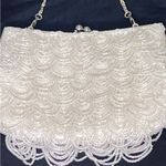 Beaded Evening Party Wedding White‎ Handbag Purse Chain Strap Kiss Lock Closure White Photo 2