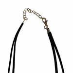 Black Bead Choker Necklace Double Strand Faux Leather Gold Tone Goth Cosplay Photo 2