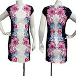 CeCe Women's Cotton Cap Sleeve Dress Size 2 Black Blue & Pink Floral Photo 1