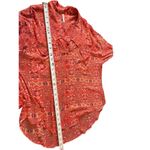 Free People Bright Red/Pink Boho Slouchy Sheer Hi Low Button Up Top S Photo 10