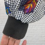 đ¨ Vintage Carol Horn Workshop Silk Bomber M Feather Houndstooth 80s 90s Black Size M Photo 7