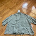 ZARA Green Cropped Relax fit Boxy Button Down Linen Shirt summer slouchy Sz XL Photo 9