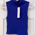 ZARA NWT Dark Blue Mock Neck Sleeveless Top Photo 0