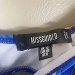 Missguided  NWT Cobalt Blue Palm Print Frill Bikini Top Photo 4