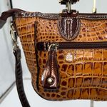 Madi Claire Vintage Faux Reptile Embossed Two Way Bag with‎ Marigold interior Brown Photo 8
