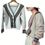 Skies Are Blue  Boho Striped V-neck Cardigan Sweater XS Photo 7