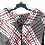 PLAID Fringe Hem Hoodie Front Closure Cabincore Poncho, One Size Size undefined Photo 8