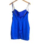 Mac Duggal  Rhinestone-Strap Satin Mini Dress Indigo Photo 3