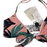 PATBO‎ Tropical Floral Triangle Black Salmon Bikini Top Size 4 NWT Green Photo 2