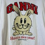 Ganni  Have A Nice Year Crew Neck T-Shirt White Size 34 Photo 3