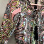 Bisou Bisou Paisley Print Romper Tassle Detail Summer Vacation Women's Size XS Photo 3