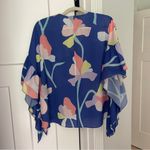 CROSBY by Mollie Burch  Blue Floral Ruffle Blouse Photo 3