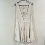 Lulus Wondrous Ways Oatmeal Beige Lace-Up Ruffle Tiered Sleeveless Mini Dress XL Photo 7
