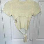 Bershka NWT  Fuzzy 90’s Pastel Yellow Knit Tie crop top MEDIUM Photo 3
