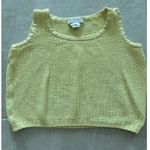 St. John Sport Marie Gray Women XS Yellow Sleeveless Cropped Crochet Sweater Photo 2