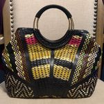 Sharif Multicolor Leather Woven Tote Black Photo 3