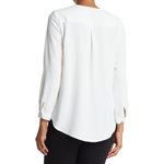 Adrianna Papell Solid Textured Stripe Tunic Women's XL White Long Sleeve V-Neck Photo 1