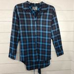Pam & Gela Blue and Black Plaid Long Sleeve Shirt Size Small NWT Photo 10