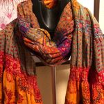 Orange/Green Long Ruched Scarf Orange Photo 2