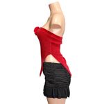 With Jean WITH JÉAN Belle Crushed Velvet Strapless Top, Red, XS Photo 5