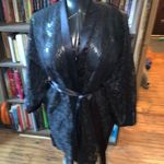 Victoria's Secret Victoria’s Secret gold label black lace silky semi sheer vintage belted O/S robe Photo 0