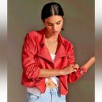 Anthropologie  HUTCH FAUX SUEDE ZIPPER MOTO JACKET COAT CORAL PINK‎ Xs Photo 1