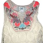 Anthropologie  Mermaid Embroidered Lace Crochet Dress Fringe Hem Cotton Lined Photo 1