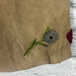 Rare Vintage Joseph Atelier Walker XS Brown Suede Pencil Skirt beaded flowers Photo 9