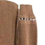 Venus  Caramel Brown Faux Pearl Eyelet Detail Ribbed Long Sleeve Holiday Party M Photo 4