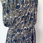 Angie Francescas Collection Black Gray Blue Feather Print Sleeveless Dress Photo 7