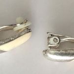 Vintage Silver Cream Dainty Clip On Earrings Costume Jewelry Photo 1