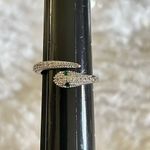 Snake serpent ring with CZs and green eyes Silver Photo 4