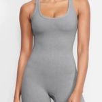 SKIMS  Outdoor Basics Mid Thigh Bodysuit in the Heather Grey small Photo 0