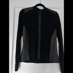Cyrus Black Knit Zip-up Sweater with Faux Leather Trim Photo 1
