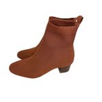Joie  Neely Rust Burnt Orange Block Heel Knit Pull On Sock Ankle Boot Size 7.5 Photo 1