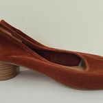 Anthropologie Soludos Juliette Pumps Stacked Heel Suede Round Toe Rust Orange 11 Photo 5