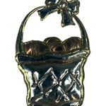 Easter Basket Jewelry Pin Brooch Silver Gold Color Metal Bow Eggs Handle Holiday Photo 0