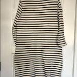 Madewell  Shift Dress Women's Small Cream Navy Stripe 100% Cotton Tee 3/4 Sleeves Photo 2