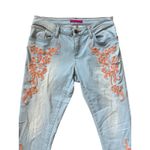Alice + Olivia Floral Embroidered Skinny Jeans Orange Sorbet Size 30 Photo 8