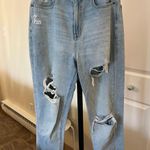 American Eagle Light  Wash Ripped Mom Jeans Photo 0