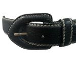 Liz Claiborne Vintage Black Genuine Pebbled Leather Belt & Buckle #2805 M 1.5”W Photo 2