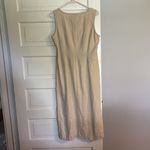 Vintage Linen Blend Cream Sleeveless Maxi Dress Tan Size 12P Photo 4