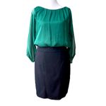 The Limited Vintage  Emerald Green Black Sheer Top Party Holiday Dress Size 2 Photo 8