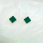 Chloe Clover Stud Earrings 18k Gold Plated Earrings in Green Photo 0