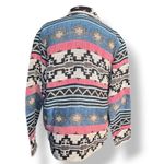 Vintage Southwestern Woven Jacket Muted Blue Red Geometric Western Coat Rodeo Size L Photo 2