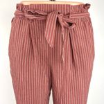 Sienna Sky Pink White Pinstriped Tie High Waisted Paperbag Trouser Pants Size XS Photo 3