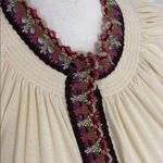 Vintage 1970s Ayers Elegant Cream Embroidered Long Sleeve Dress Size XL White Photo 1