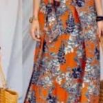 CAbi Style #5250 Calypso Skirt Sz. M Maxi Floral Orange Blue Fall Colors Photo 1