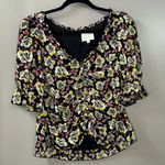 Cinq à Sept Cinq a Sept Kimberly Top Ruched Floral Print Top Black Multi Size M Photo 1